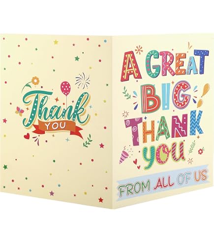 Grande Biglietto Ringraziamento Gigante 40x27cm Con Busta Oro - Nero