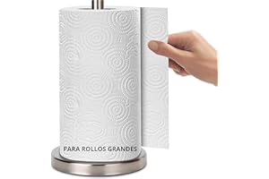 GENZO Portarrollos Papel Cocina para Rollos Grandes - Porta Rollos de Papel Cocina Jumbo - Soporte Rollo Papel Cocina Diseñado en España en Acero Inoxidable