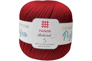 Panini Tessuti, Gomitolo Cotone Phylum Tit.5 - Made in Italy - Disponibile più colori per lavori a uncinetto - 100g - 450 m - Fai da te, Filati, Cotone