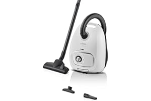 Bosch Serie 4 BGB41WH1 Aspirapolvere a Traino con Sacco, Raggio d'azione 11 m, Sacchetto Polvere XL, Bocchetta per Tessuti, Bocchetta per Fessure, Porta Accessori Integrato, Bianco