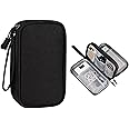 House of Quirk Electronics Accessories Organizer Bag, Portable Phone Accessories Storage Carrying Travel Case Bag for Charger USB Cables Earphone Flash Hard Drive (Black, Canvas)