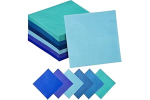 Gcardist 120 Count Blue Cocktail Napkins 6 Colors 25 * 25cm Disposable Beverage Napkin Paper for Cocktail, Wedding, Dinner，Birthday Party Dessert Wine Paper Napkins (10 * 10 inch)