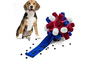 Larimuer Palla da fiuto per cani, Giocattoli Puzzle per Cani giocattolo interattivo Portatile, giocattolo per l'alimentazione per cani di piccola, media,taglia(rosso bianco blu)
