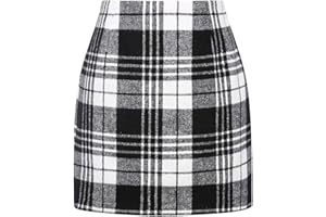 Minetom Damen Kariert Röcke Büro Rock Bleistift Figurbetont Minirock Mit Plaid A Linie Hohe Taille Herbstrock Herbst Kurze Freizeitrock Bleistiftrock Arbeitsrock