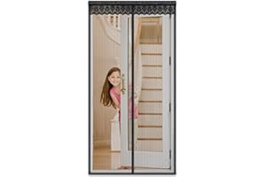 EXTSUD Drzwi magnetyczne z włókna szklanego, zasłona przeciw komarom z haczykiem na całą ramę, łatwa w instalacji, siatka z włókna szklanego, przeciw komarom (100 x 220 cm, czarna)