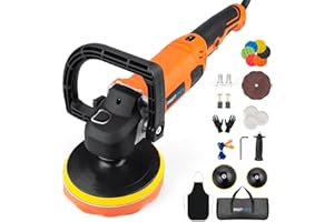 Protmex Car Buffer Polisher, 1600W 7/6 Inch Rotary Buffer Polisher Waxer, Car Buffers Polishers with 8 Variable Speeds, Random Buffer Polisher kit, Detachable Handle for Car, Boat, Polishing, Waxing