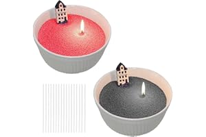 Ovaletta 2 Farben Kerzensand A, Kerzensand mit Docht, Kerzensand mit Duft, Kerzen selber Machen Set, Paraffinwachs für Kerzen, mit 16 Dochte, Kerzenwachs zum Gießen, Kerzensand Set (400g)