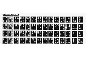 UXCELL sourcing map Weiße Buchstaben Thai Tastatur Aufkleber Abziehbild Schwarz für Laptop PC