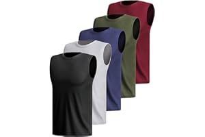 HIOUTDOOR 3 or 5 Pack Sports Tank Top Men's Sleeveless Shirt Fitness Underarm Shirt Quick-Drying Muscle Shirt Breathable Running Shirt Tank Top Gym Functional Shirt Sleeveless Sports Shirt Vests Multipack