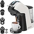 19 Bar 5in1 Multicapsule Espresso Coffee Machine for Dolce Gusto/Nespresso/LOR/MIO Capsule and Coffee Ground/ESE Coffee Pods EM-308A (WHITE)