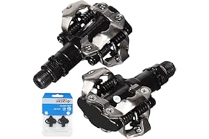 TacoBey Bike Pedals with Cleats, SPD Pedals Compatible with Shimano M520 SPD System, 3-Sealed Non-Slip Alloy Bicycle Click Pedals for Spin Exercise Peloton Trekking Bike