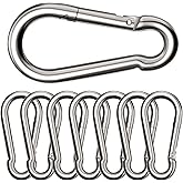 Boxcute 8 Large Carabiners, &phi;8 x 80 mm, Maximum Load 300 kg | Galvanised and rust-proof, with spring clasp. For backpacks, do