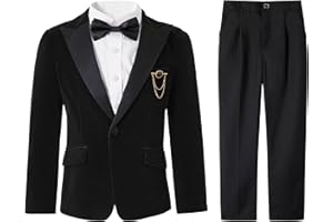 LOLANTA Abito di Velluto per Bambino, Set Formale in 4 Pezzi per Cerimonie, Matrimoni e Balli di Fine Anno con Blazer, Pantaloni, Camicia e Papillon