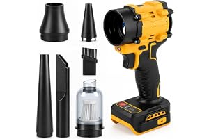 2-i-1 sladdlös dammsugare och blåsare kompatibel med Dewalt 18 V – 85 000 | Trådlös handfläkt och dammsugare med 85 000 varv/min, steglös, LED-ljus, 5 munstycken, för bil, hus, kontor, kök