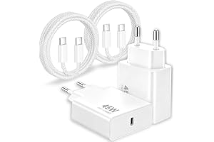 2-Pack USB C Laddare, 45W Snabbladdare för iPhone 18 Pro Max, 17e, 17,16,15 | Laddare med USB C Kontakt och Nätadapter Samt USB-C kabel 1M för iPhone 17,16,15 Pro Max,iPad, Samsung S26,S25, USB-C Adapter