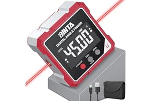 BINTA Inclinometro Digitale Ricaricabile con 4 Lati Magnetici e Laser,Display Antiriflesso per Legno - Precisione ±0.1°, Tipo-C, Ideale per Falegnami