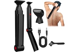 PENYUY Back Shavers for Men, Foldable Body Shavers for Men with 2 Floating Shaver Heads, Long Handel Electric Back Razor, Mens Body Groomer for Back, Chest, and Shoulders - Rechargeable Hair Trimmer