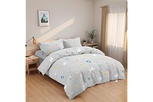 ETREXONLINE Juego de Funda Nórdica 3 Piezas Cama 90 Microfibra Suave Transpirable - 1 Funda Edredón 150x220 cm, 1 Bajera 90x200+28 cm y 1 Funda Almohada 50x110 cm (Planetas)