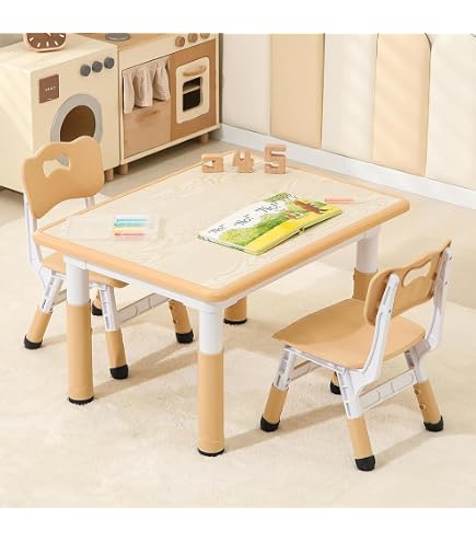 Melissa & Doug Set Tavolo Rotondo E 2 Sedie In Legno Per Bambini | Gioco E Merenda (Finitura Naturale/Bianco)