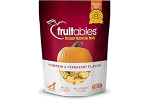 Fruitables Golosinas horneadas para perros, Golosinas de calabaza para perros, saludables bajas en calorías, sin trigo, maíz ni soja - Calabaza y Arándano rojo 198g