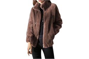 GENERICO Giacca in Pile Donna Invernale Caldo Cappotto Sherpa Pile Double Face in Tinta Unita Taglie Forti Giubbotto Peluche Offerta Cappotto per Inverno e Autunno Cardigan Coat Outdoor Viaggio Casual