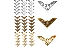 HANUNALIR 48 Pieces Book Corner Protectors, Metal Corner Protectors Vintage Cover Corner Protectors for Scarp Book, Guard Edge Cover Photo Album Corners Book Corner Decorative Frames