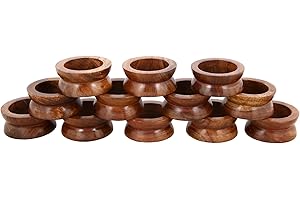 Ajuny Decorative Handcrafted Wooden Napkin Rings Holder Bulk for Table Decor Dinner Festive Wedding Party Dining Christmas Farmhouse Family Thanksgiving Everyday Use Set of 12