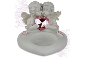 MTB MORE ENERGY Portavelas decorativo "Sweetheart Angel" – Portavelas de ángel – Altura 9 cm – Figura de fantasía decoración