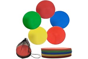 CYANCLD 20er Set Markierungsscheiben Runde Flache Flache Sport Markierungshütchen Rutschfeste Floormarker Trainingsscheiben mit schwarzer Netztasche 19.3cm Flat Round Disc