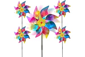 SAITUO HOME 5 Pezzi Girandole Spaventa,Uccelli Mulino a Vento Riflettente Repellente Uccelli da Esterno Spaventa Piccioni Girandola Spirale Arcobaleno per Proteggere Giardini,Fattorie e Cortili,Frutteto