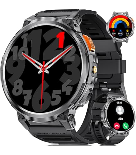 SUNKTA Orologio Smart Militare Uomo - Schermo AMOLED 1.96, Chiamate Bluetooth, Batteria 430mAh, 5 ATM, Torcia LED, Cardiofrequenzimetro, Altimetro - 3