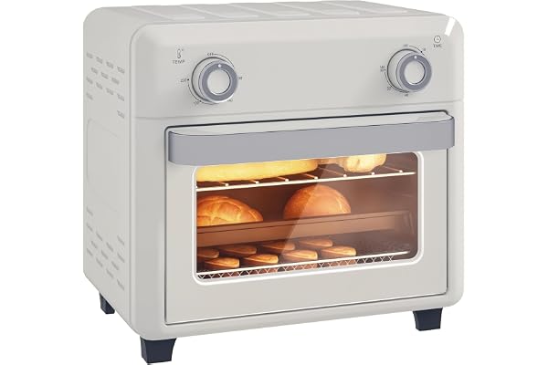 HOMCOM Miniugn med konvektion 10L 2-i-1 miniugn med ugnsgaller, ugnsform och smulbricka, 80 °C-230 °C varmluftsfritös med timer, inomhusbelysning, 1 000 W, stål