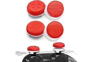TEUVO Thumb Joystick Gommini, 4 Pezzi Silicone Copertina Thumbsticks Grip per PS4 Controller e per PS5 Controller Thumbsticks, Migliorare Puntamento, Controllo e Precisione, Rosso
