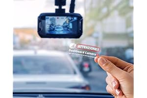 READYPRINT Adesivi per Dash Cam, in italiano, avviso presenza Dashboard Camera a bordo veicolo, in vinile trasparente misura: 9x4 cm, scritte speculari per interno vetro, impermeabili, 4 pz.