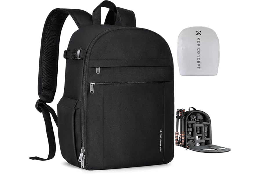 K&F CONCEPT Camera Backpacks for Photographers Travel Bag for Tripod Camera Lence Accessory with laptop compartment and Rain Cover Waterproof