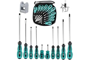 ANESTY Screwdriver Set 10pcs, Magnetic Screwdriver Set 5pcs Phillips Screwdrivers and 5pcs Slotted/Flat Head Screwdrivers, Chrome Vanadium Steel Made