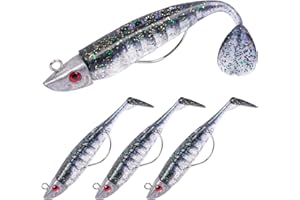 HOTUT Soft Fishing Lures Kit, Fishing Hook Easy Catch Pre-Rigged Soft Lures, Silicone Swimbait Artificial Bait, Ultra Realistic Shape and Action for Predator Fishing - Pike, Zander, Perch, Bass, Trout