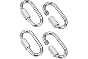 DULAU 4 Pcs Heavy Duty Locking Carabiner Clip, Carabiner D Shape Buckle Pack, M8 Stainless Steel Threaded Quick Link, Quick Link Chain Carabiner for Home, Camping, Climbing, Hiking, Traveling
