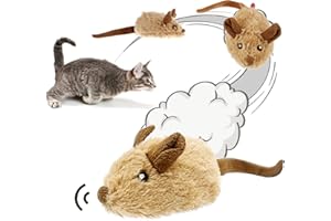 Suhaco Giocattoli per Gatti Gioco Interattivo per Gatti con Squittio GiGwi Melody Chaser Uccelli di Peluche Attivati dal Movimento (Marrone Topo in Movimento)