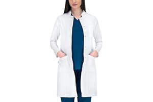 B-well Mila Camice da Lavoro Donna Camice Bianco da Laboratorio Camice Bianco Donna Camice Medico Donna con 3 Tasche e Chiusura Nascosta con i Bottoni Automatici
