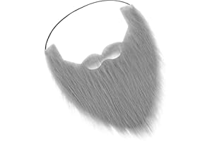 Yolev Fake Beard Fake Moustache Grey False Beards and Moustaches Adult Facial Hair Funny Disguise Realistic Beard for Costume Halloween Christmas Cosplay Party Supplies