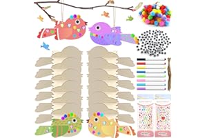 TOPJOWGA 207 Pezzi Kit Artigianale per Uccelli in Legno 3D, Artigianato Pittura per Uccelli Decorazioni, Uccelli in Legno Fai da Te, Kit per Attività Creative con il Legno per Bambini