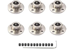 PITERTUL 6 Pcs 10mm Rigid Flange Shaft Couplings,High Hardness Metal Flanged Shaft Collars with Hex Wrench and Screws for DIY Model Motors Coupler