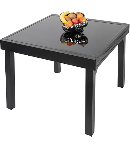 Hespéride Piazza Gartentisch – Ausziehbar 90-180 Cm, Epoxid-Aluminium, Lehmfarbe, 8 Plätze
