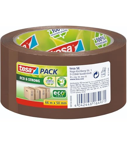 Nastro Adesivo Tesapack Bio &amp; Strong - Per Pacchi Ecologico E Riciclabile | 66m X 50mm Trasparente
