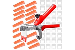 EXLECO System poziomowania płytek z 1 szczypcami 400 klipsów 3 mm 100 podkładek wielokrotnego użytku do układania płytek grubość 3-12 mm