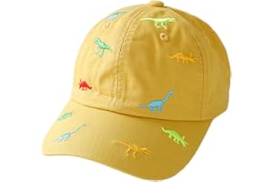HERUAI Cappellino da Baseball per Bambini e Bambine, con Ricamo a Forma di Dinosauro, Regolabile, in Cotone, con Protezione UV, per L'Estate, l'autunno, i Bambini, per 2-6 Anni
