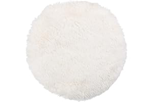 Brandsseller Cojín de Asiento Alfombra Ø 38 cm Aspecto de Piel de Ovino Redonda Imitación de Piel Alfombra de Pelo Largo Superposición de Piel de Cordreo Imitación de Piel de Ovino - Crema