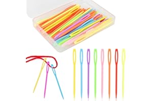 DISNACE 50 Piezas Agujas de Coser de Plástico, Agujas de Ojo Grande, Juego de Agujas de Coser a Mano Colorida, Aguja de Tejer de Hilo Agujas de Aprendizaje para Costura de Bricolaje para Niños (7cm)