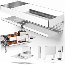 Angoliera Doccia a 2 Ripiani Tecom in Acciaio Inox Cromo - Iperceramica